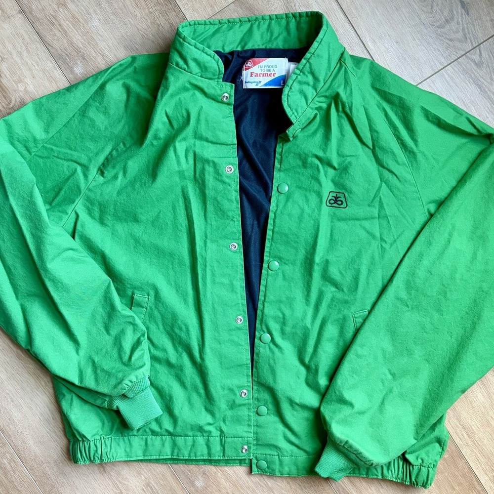 Swingster Pioneer Seed Jacket Mens Large Green Snap Windbreaker Vintage USA Made
